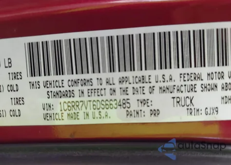 2013 Ram 1500 Laramie из США, поврежденный, VIN 1C6RR7VT6DS663485